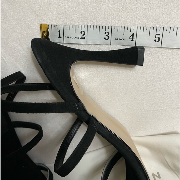 NIB Good American The Standout Square Toe Sandal Heels in Black Suede Size 9 - Picture 6 of 14
